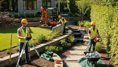 Landscape design team in Allentown, PA creating custom outdoor spaces for tree-service clients