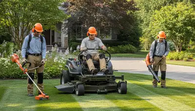 Allentown, PA tree service crew providing lawn care for healthier grass and curb appeal