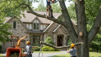 Allentown, PA tree service crew performing professional tree trimming and removal for homeowners