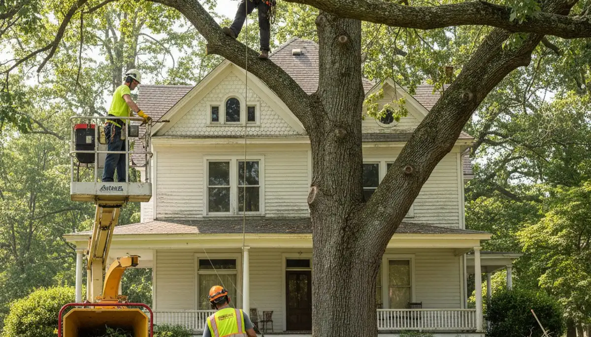 Tree service crew trimming a tree in Allentown, PA for safe, professional property care