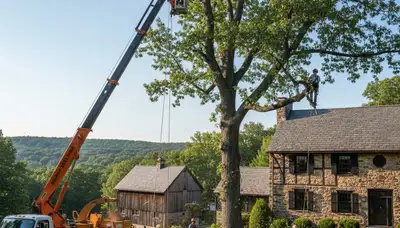 Tree service crew in Allentown, PA handling tree trimming and removal for a local property