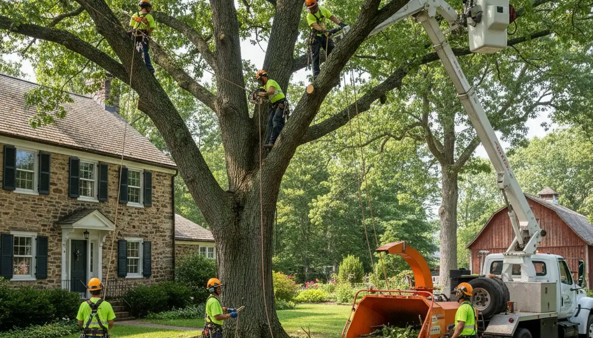 Tree service crew in Allentown, PA providing professional tree removal and trimming services