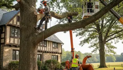 Allentown, PA tree service crew trimming trees for safe, professional property care