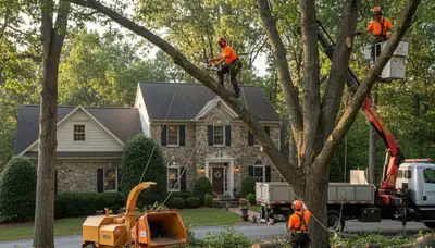 Tree service team serving Allentown, PA with professional tree care and removal equipment